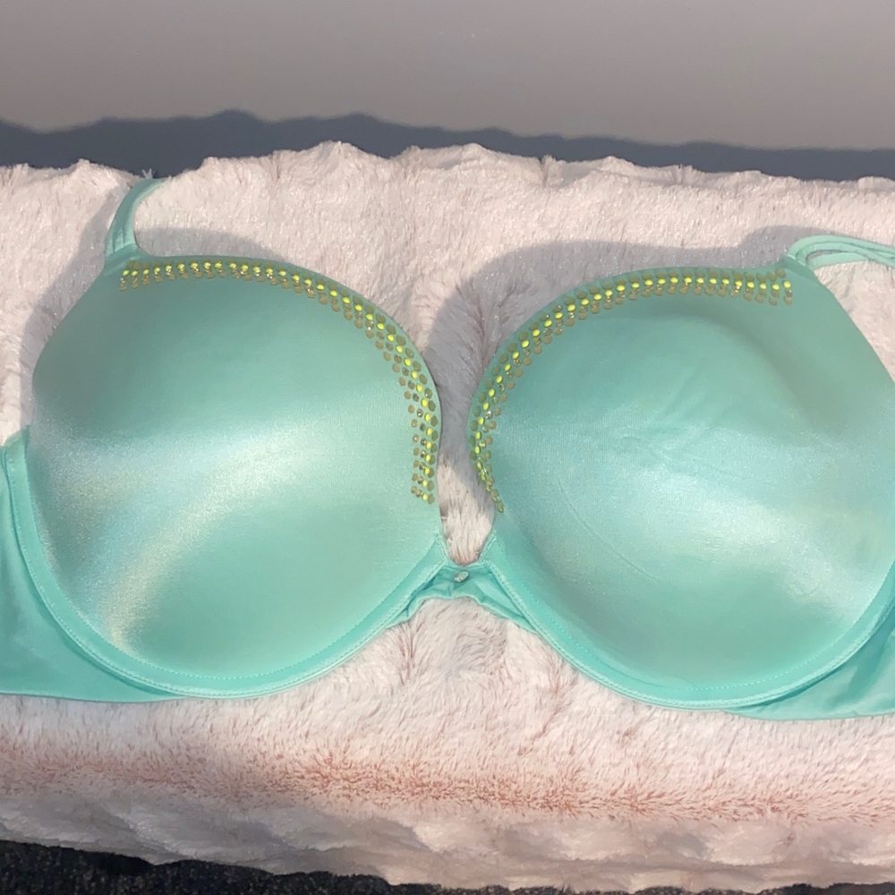 Victoria's Secret Mint Green Push up Bra with Embellishments